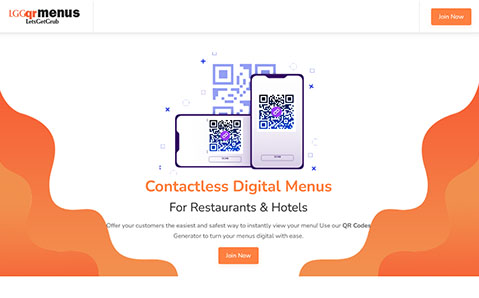 Grub Qr Menu website screenshot